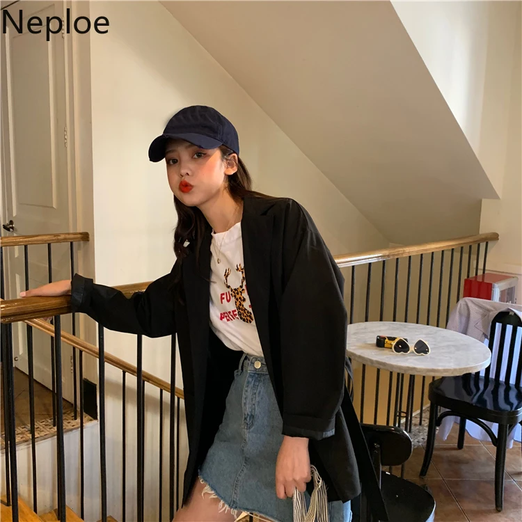 Neploe Новое поступление бандажные Блейзеры Feminino Весна Осень Корейская одежда Длинные рукава свободные однотонные куртки Женское пальто 90530