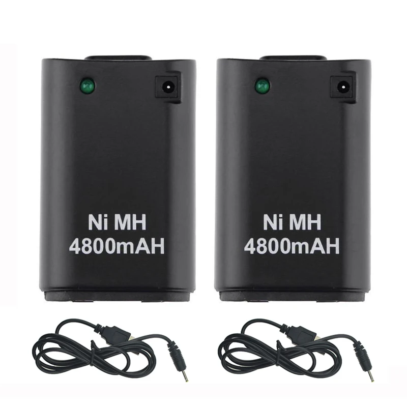 Сменный аккумулятор 4800 мАч 2 шт. + зарядный кабель для контроллера Xbox 360 геймпадов |
