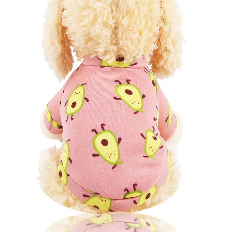 Милый узор костюм для собаки Толстовка Одежда флисовое пальто для домашних питомцев щенков теплые зимние пуловеры рубашка такса кошка одежда для щенков - Цвет: Розовый