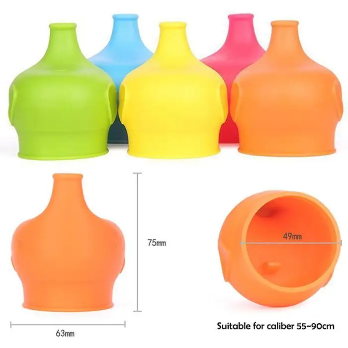 Cartoon Silicone Spill-proof Leak-proof Soft Cup Cover Straw 30g Yellow/Red/Orange/Green/Blue Accessories