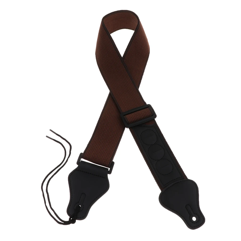 Adjustable Strap Belt+Picks Holder For Guitars Bass Mandolin Parts Brown