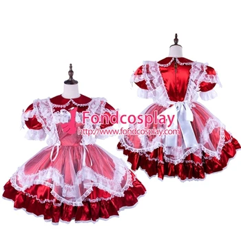 

lockable Sissy maid Satin dress Uniform cosplay costume Tailor-made[G1581]