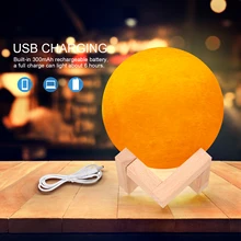 3 цвета Творческий Луна лампа 3D печатных лунный свет лампы светодиодный Ночной светильник с подставкой для день рождения, День благодарения рождественские подарки