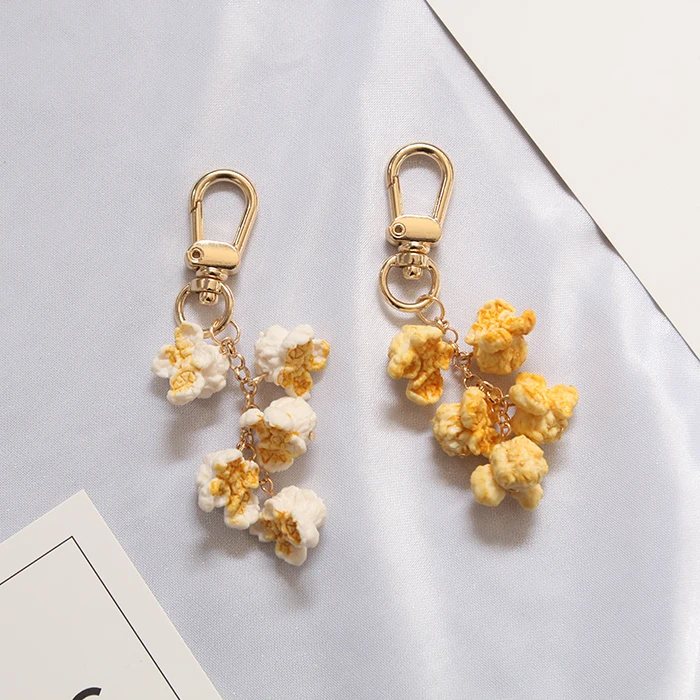 2021 милый креативный брелок с имитацией попкорна для женщин ключей подвеска