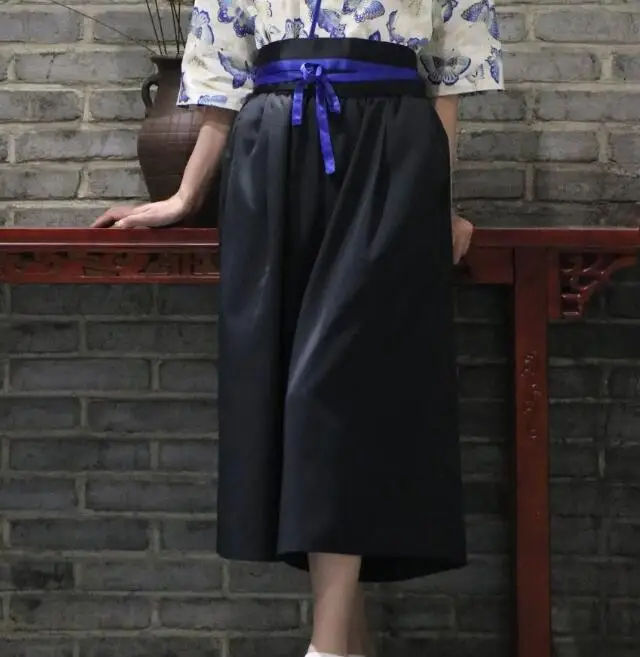 Japanese Chef Pants Wide Leg Men Women Work Trouser Spring Sushi Restaurant Black