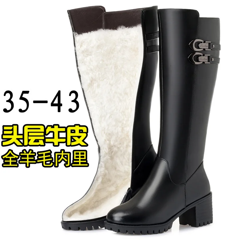

Winter Long Boots High Boots Woman Cotton Boots Overknee Long Genuine Leather High With With