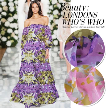 

3 Meter Pure Mulberry Natural Silk Scarf Beach Dress Fabric Printed Chiffon Floral Colorful