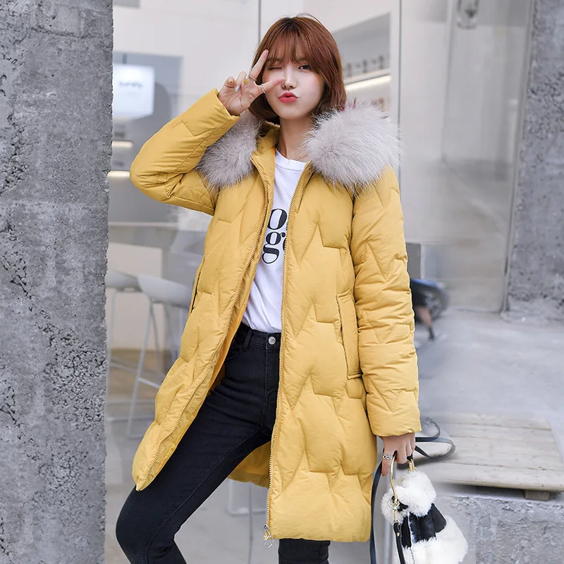 Down parka cultivate morality joker thickening heavy hair brought down cotton-padded jacket female warm coat