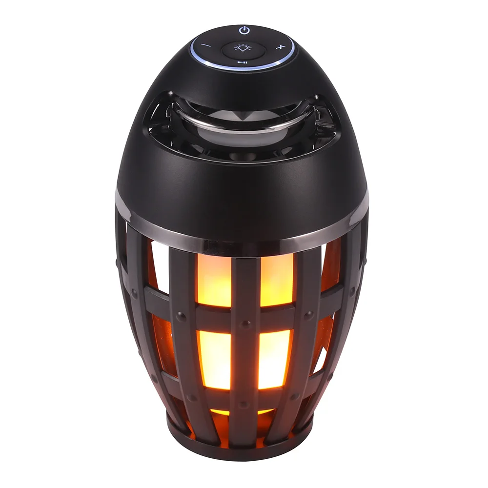 USB Led Пламенные огни Bluetooth динамик открытый кемпинг НЧ динамик Портативный Led пламя атмосферная лампа стерео динамик - Цвет: Черный