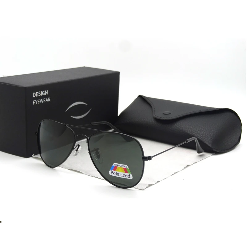 Мужские винтажные Поляризованные солнцезащитные очки, Классические брендовые солнцезащитные очки, авиационные линзы, очки для вождения, для мужчин/женщин, uv400, очки, оригинальная коробка