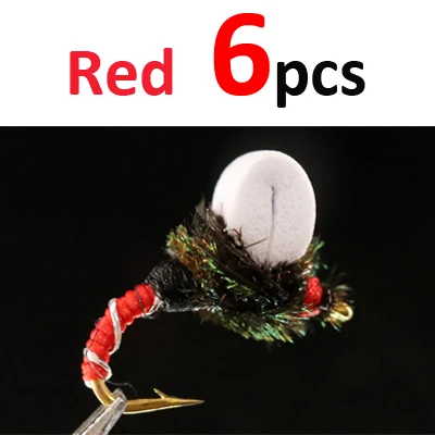 Red 6pcs ICERIO 6 шт. подвязка зуммер заколка в виде летящей Нимфы форель рыболовные приманки#14 - Цвет: Red 6pcs