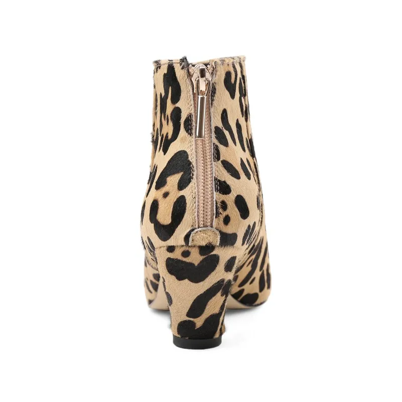 KARINLUNA/ г., горячая Распродажа, короткие женские леопардовые ботиночки из конского волоса Модная элегантная обувь с острым носком женские ботильоны