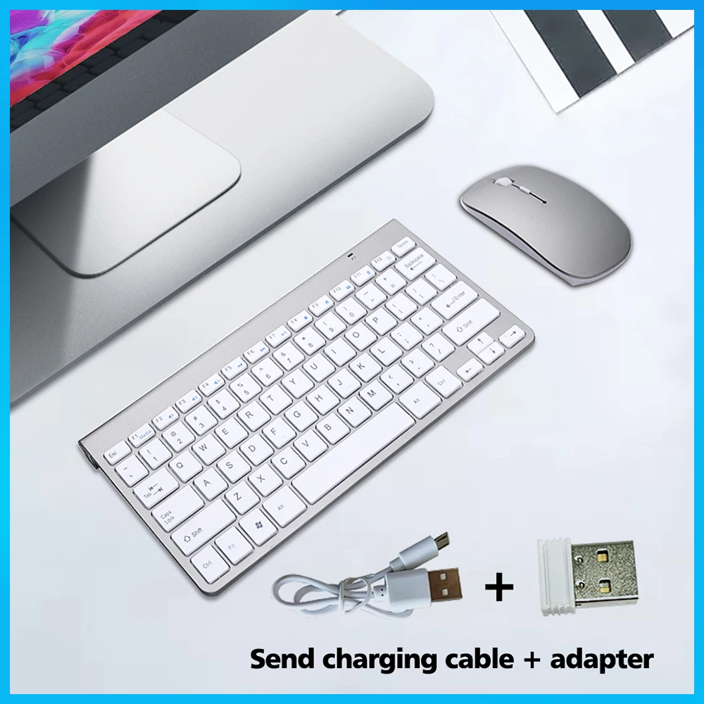 Беспроводная клавиатура и мышь для ноутбуков тонкий компактный внешний Usb мини