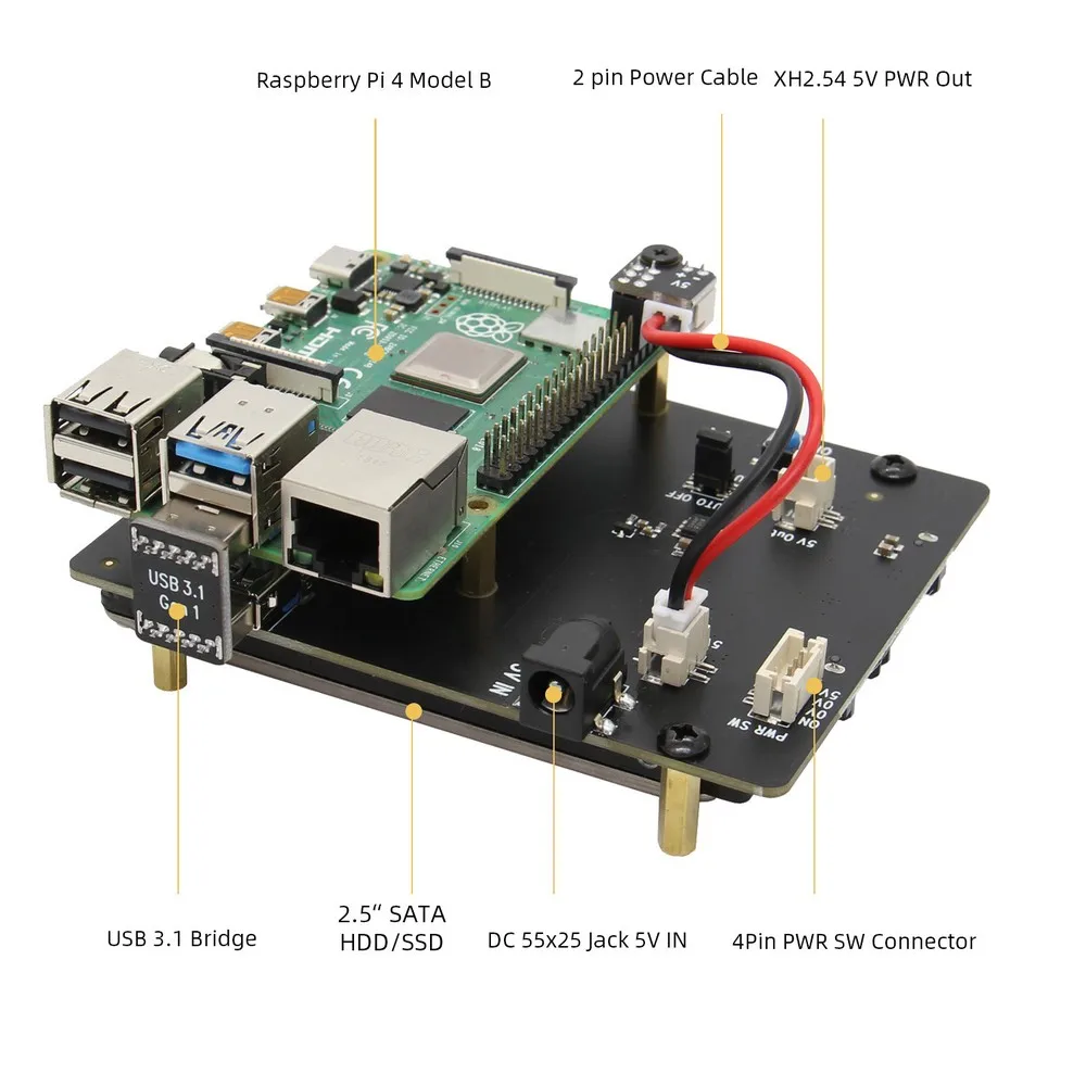  Raspberry Pi 4 SATA Raspberry Pi 4 Modell B 25 zoll SATA HDD/SSD Schild x825 V1.5 Lagerung Expansio