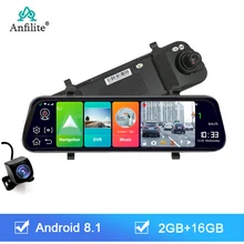 Anfilite-câmera automotiva inteligente, 10 polegadas, 4g, adas, espelho, navegação por wi-fi, android 8.1, gps, lentes duplas, 1080p, gravador de vídeo, dash cam