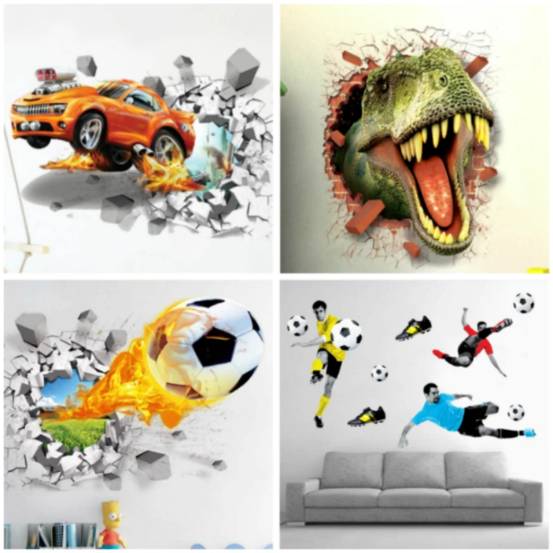 

Creative 3D Wall Stickers Waterproof Anime Cosplay for World Cup Dinosaur Racing Paint Mural Home Decor Party Articles Costumes
