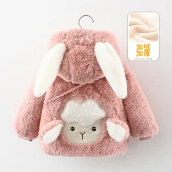 Outono inverno do bebê dos miúdos das meninas do bebê roupas coelho orelha casaco com capuz engrossado quente jaqueta manto snowsuits crianças outwear