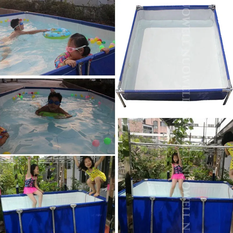 

Customize 0.65mm Blue White PVC Aquarium Fish Tank With Stainless Steel Brackets Foldable Home Garden Water Pond Swimming Pool