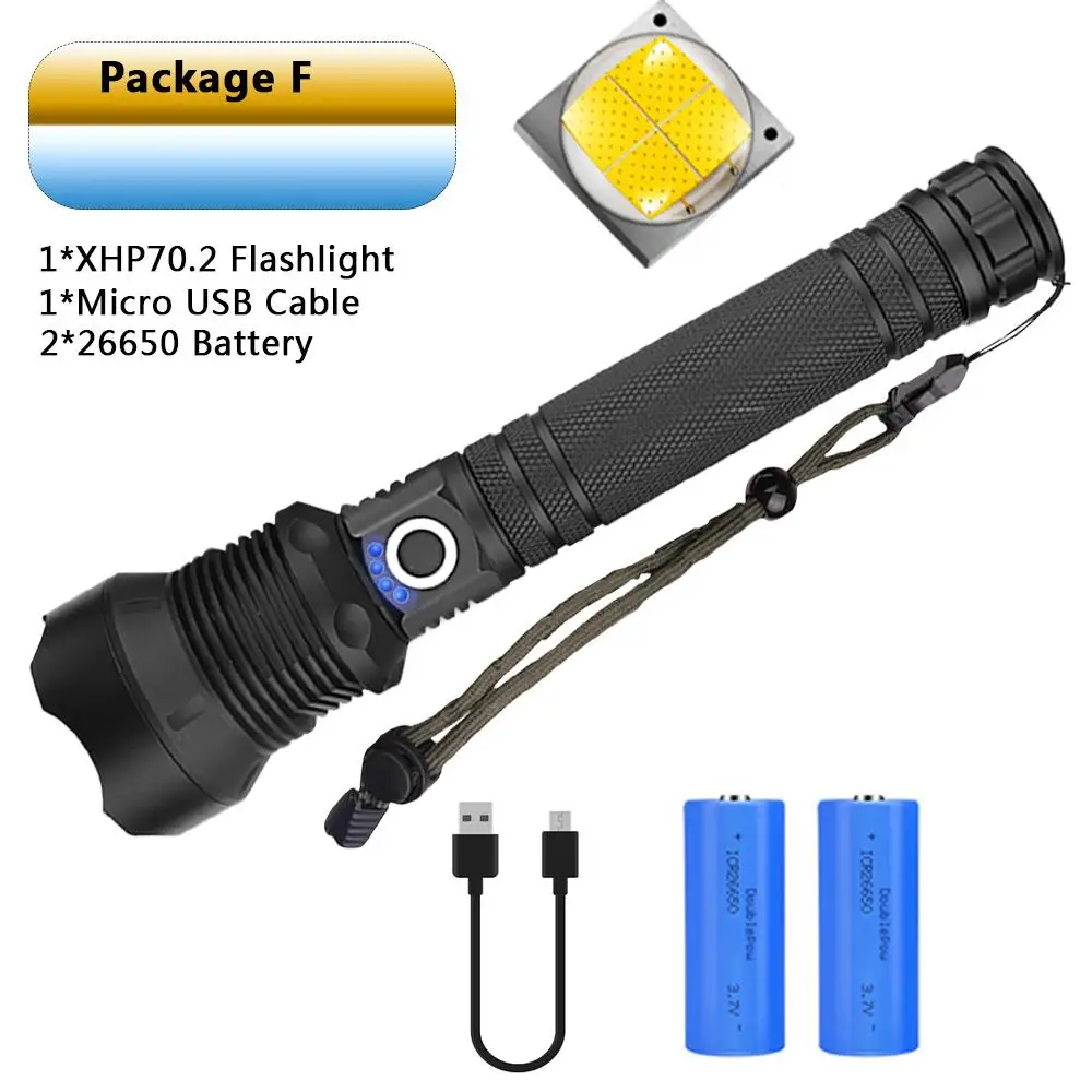 Xlamp XHP90.2 супер яркий флэш-светильник XHP70.2 тактический флэш-светильник XHP50 USB Zoom фонарь для охоты 26650 для кемпинга и охоты - Испускаемый цвет: Package   F
