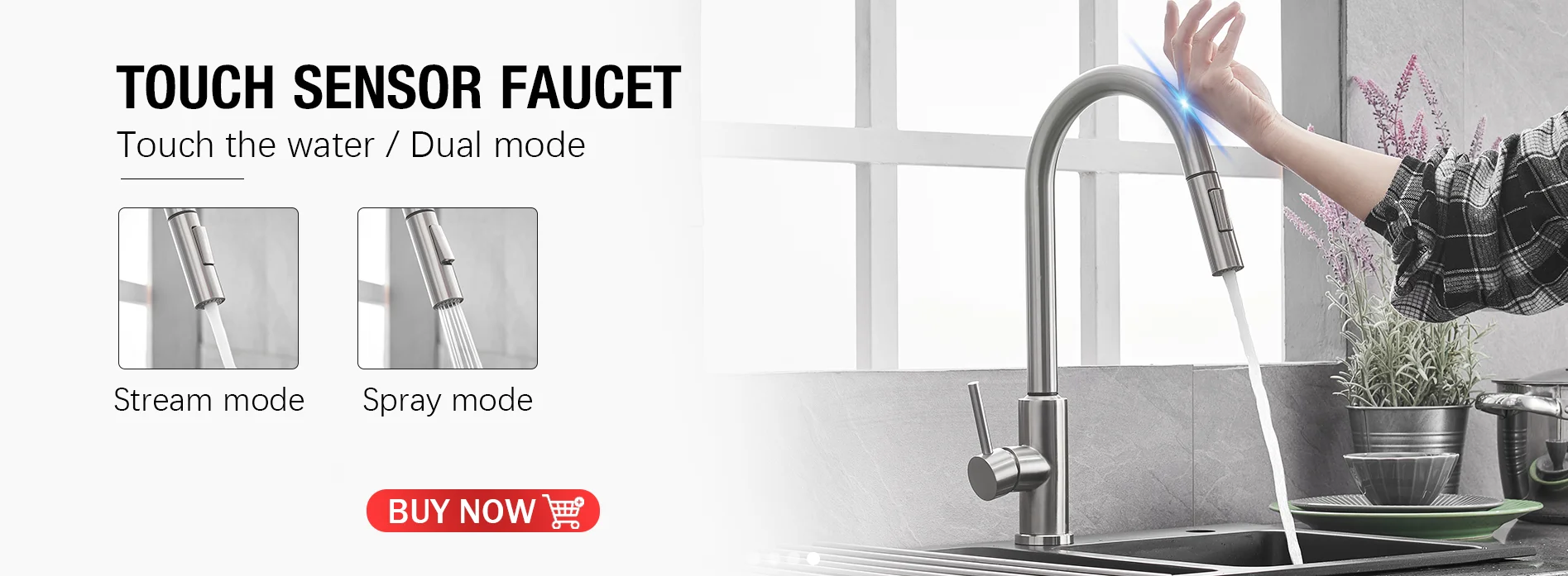 White Touch Kitchen Faucets with Stainless Steel Pull Out Kitchen Mixer Tap Single Handle Pull Down Sensor Touch Kitchen Faucet new kitchen sink
