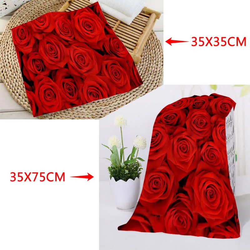 Custom Rose Towels Microfiber Travel Fabric Quick Drying Printing Absorbent Wearable Towel Beach Hair Towels