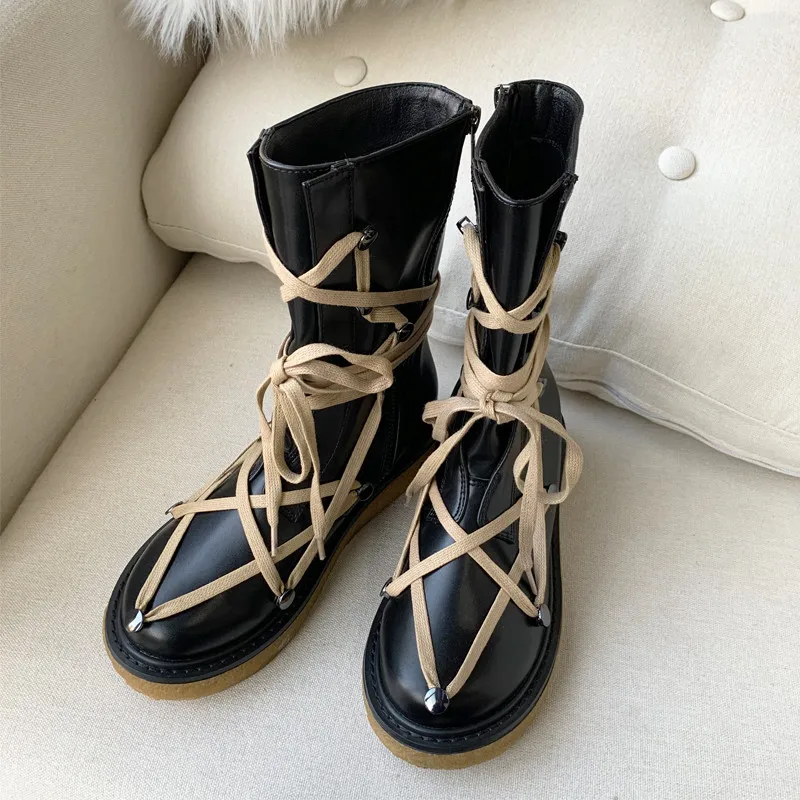 Женские ботинки; галстук с трубкой; Zapatos De Mujer; обувь с боковой молнией; женские черные зимние ботинки на платформе; женская обувь с боковой молнией и круглым носком