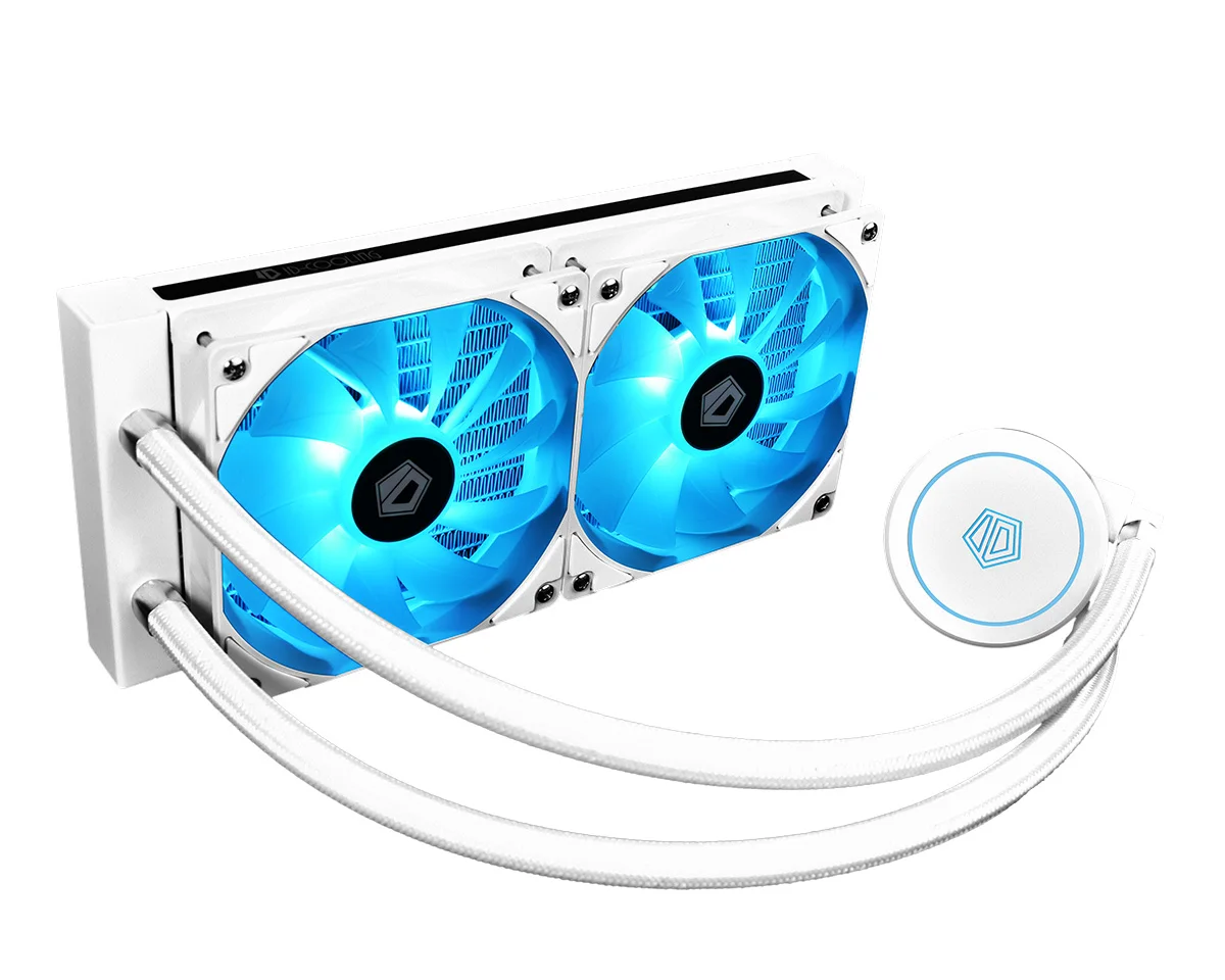 ID-COOLING AURAFLOW X 240 SNOW RGB синхронизация AIO кулер для воды чистый белый с 240 мм радиатор, 2x120 мм RGB PWM вентиляторы, 400 м