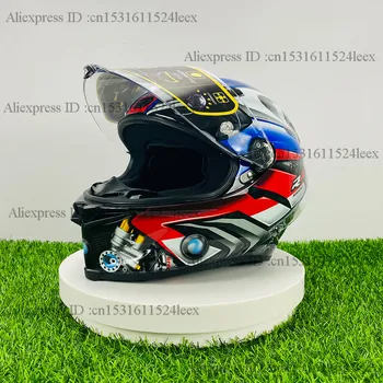 

Full Face Motorcycle Helmet Pista GP RR BMWw Motorradd Helmet Riding Motocross Carbon Fiber Helmet with Big Tail Spoiler