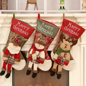 

3Pcs Christmas Stockings Cloth Small Boots Gift Bags Ornaments Party Home Decorations Christmas Children Gift Candy Bag