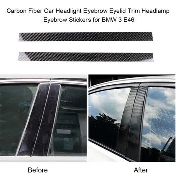 

1pc Carbon Fiber Interior Instrument Car Window B-pillars Frame Sticker Decorative Cover auto accessories for BMW 3 Series E46