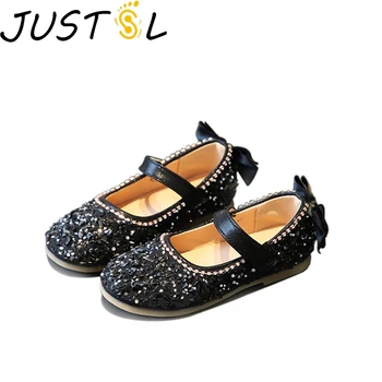 

JUSTSL 2020 Autumn Children Wild Diamond Sequined Princess Shoes Girls Fashion Sandals Kids Soft Bottom Shoes Size 21-36