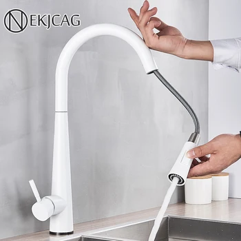 

White/Black Kitchen Sense Faucet Pull out 360 rotation Smart touch sensor Kitchen Faucets Crane Hot Cold water Mixer Taps