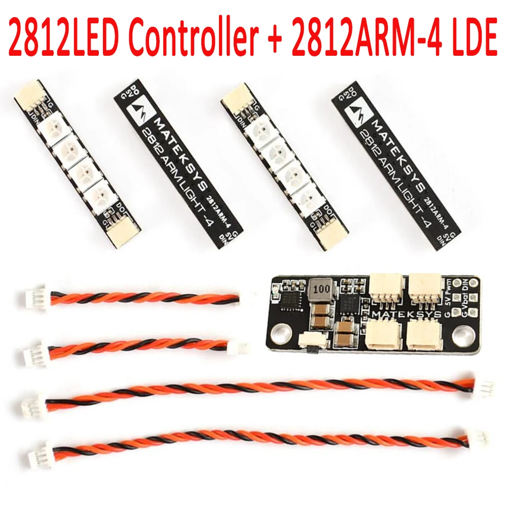 WS2812ARM-6LDE FairOnly 4pcs Matek System WS2812ARM-6 5V WS2812 LED Strip RC Night Light w/ 6 Lamps for RC Drone FPV Racing 