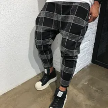 Мужские брюки-карго, уличная одежда в стиле хип-хоп, бегуны в клетку с высокой талией, спортивные штаны для фитнеса, спортивная одежда размера плюс