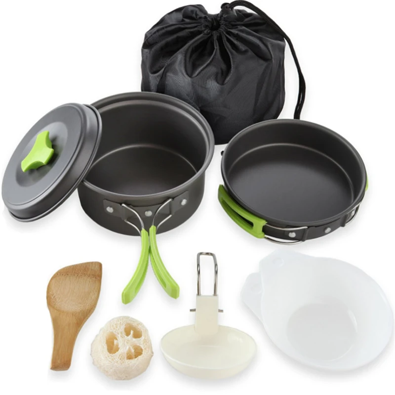 Портативный набор посуды для кемпинга посуда для походов на открытом воздухе для Пикника Сверхлегкий походный горшок чаша из сплава Ложка Вилка посуда