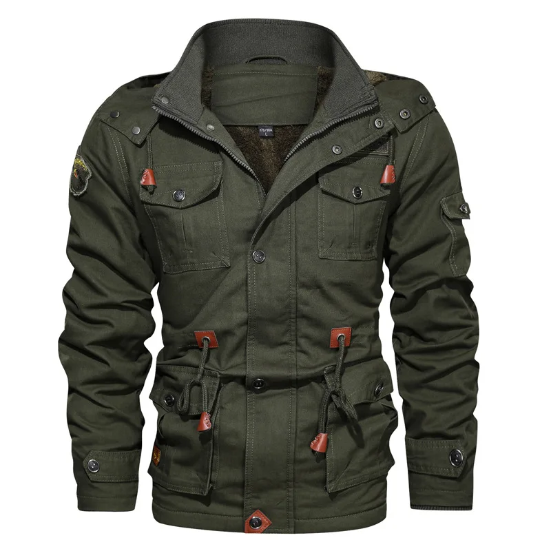 TACVASEN зимняя флисовая куртка-карго с капюшоном мужская повседневная хлопковая военная куртка-бомбер теплая ветрозащитная парка пальто с несколькими карманами