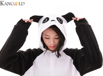 

KANCOOLD Plump Panada Patchwork Flannel Polar Fleece Pajamas Cartoon Sleepwear Animal Halloween Costume Fleece Thick Pyjamas