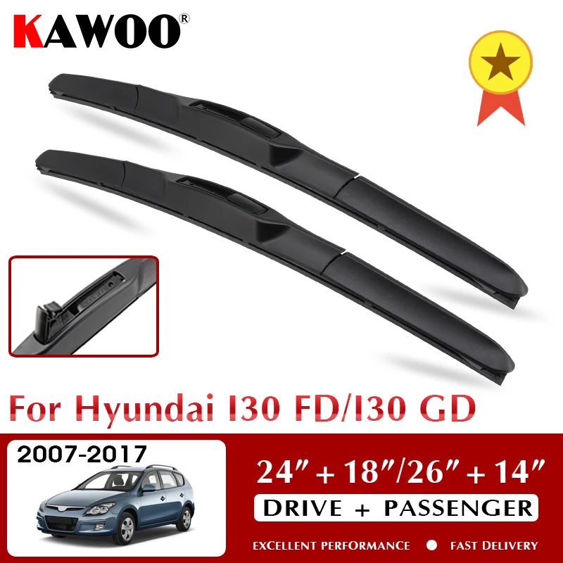 Kawoo For Hyundai I30 Fd/i30 Gd Auto Soft Rubber Windcreen Wipers