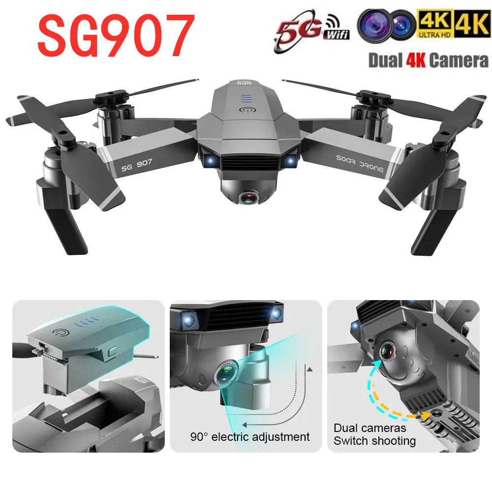

SG907 RC Drone with 4K/1080P HD Dual Camera Wide Angle 5G WIFI FPV RC Quadcopter Foldable Drones Professional GPS For Gift