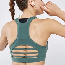 4 цвета, топ для йоги, спортивный бюстгальтер для женщин, с задним карманом, пуш-ап, с мягкими чашечками, бюстгальтер для тренировок, сетчатый, дышащий, для тренажерного зала, для фитнеса, спортивный короткий топ для женщин