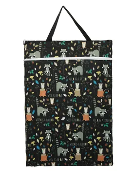 

[Sigzagor]5 Large Hanging Wet Dry Pail Bags Cloth Diaper Insert Nappy Laundry With Two Zippered Reusable Handle