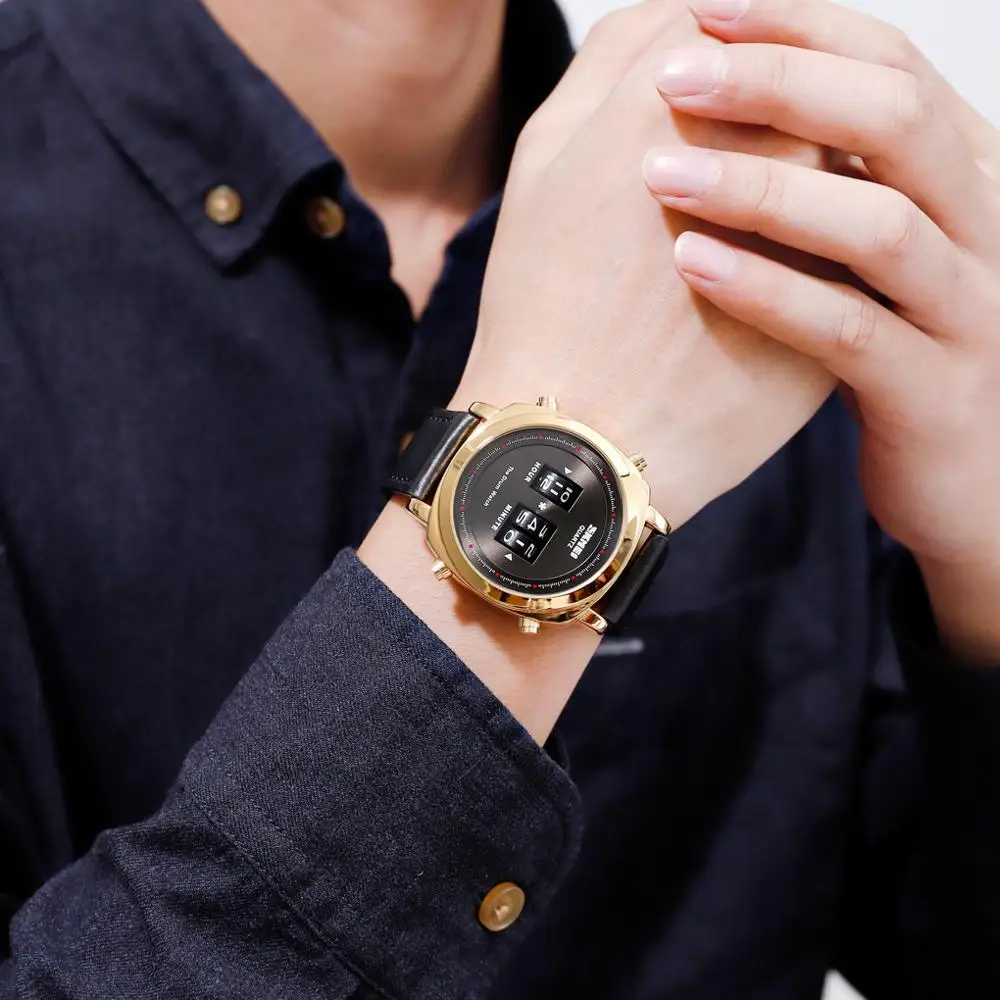 SKMEI простые кварцевые мужские часы модные повседневные Дизайнерские мужские часы запатентованный продукт 3 бар Водонепроницаемые кожаные часы montre homme 1519
