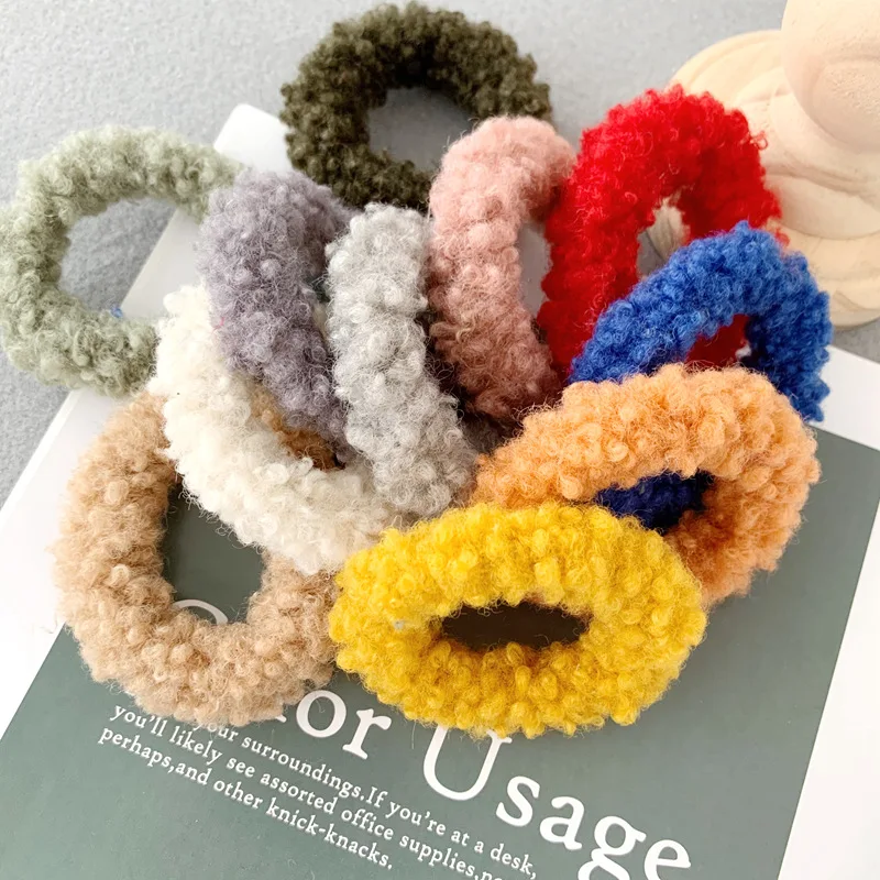 

Korean lamb hair rope color women's soft hair ball ring roll curl head rope rubber band girls headwear elastic hair accessories