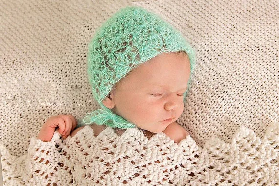 Newborn Baby Mohair Crocheted Hats Soft Hats Baby Shooting Photography Props Infant Accessories Various Colors