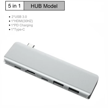 

USB C Hub HDMI Adapter for Notebook 5 in 1 Converter USB-C to HDMI, SD/TF Card Reader and 2 Ports USB 3.0, PD Charging