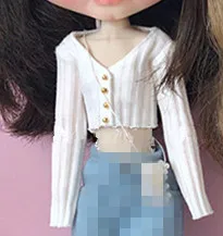 Новые кукла 1/6 брюки blyth клетчатая рубашка ob24 сумка кукольный наряд(Fit blyth, ob24, pullip, azone, licca, ICY, кукла 1/6 - Цвет: white Top
