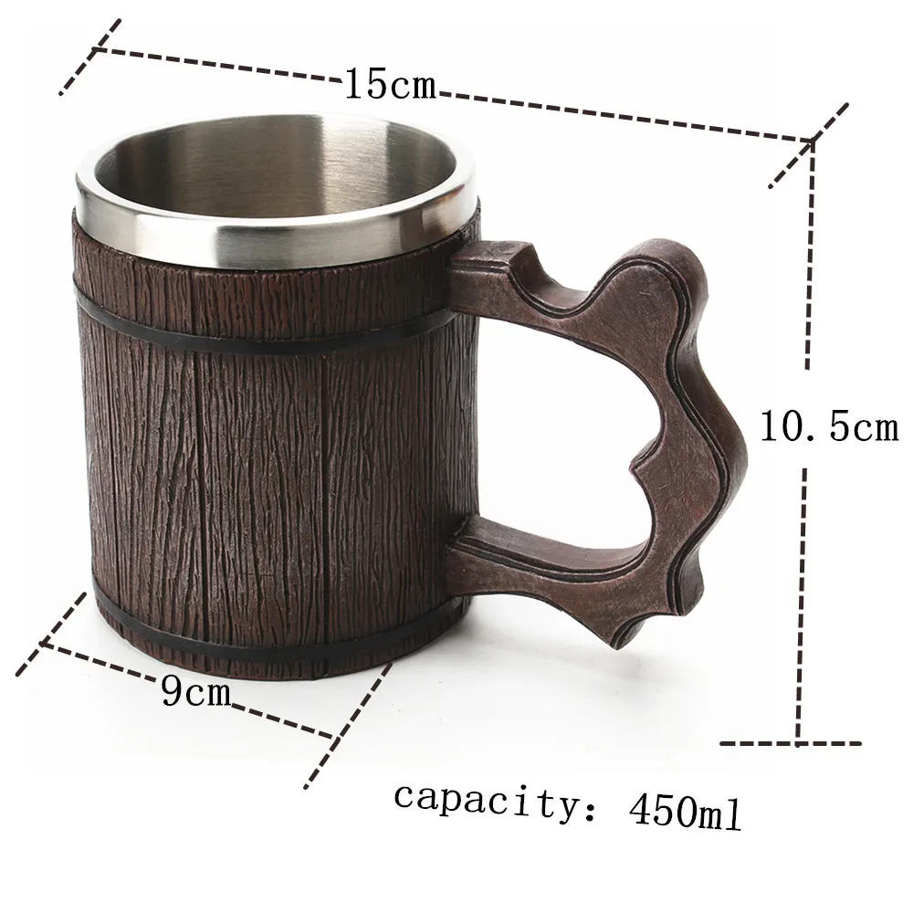 Деревянная бочка, нержавеющая сталь, смола, 3D пивная кружка, Кубок, игра, кружка для кофе, бокал для вина, кружки, 650 мл, лучший подарок