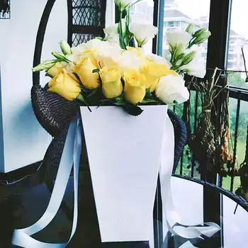 

Fashion Foldable Paper Flower Bouquet Box Popcorn Bucket Shop Gift DIY Vase Can Decorate your balcony window desktop