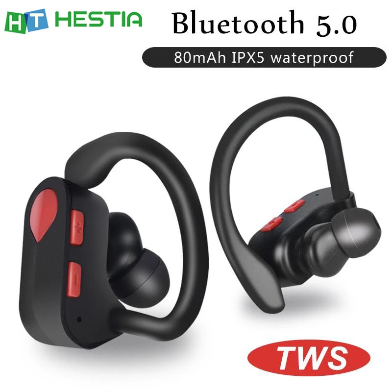 

K19 Sport Earphone Handsfree True Wireless Bluetooth 5.0 Ear Hook in ear Earbuds Waterproof with Microphone Volume Control