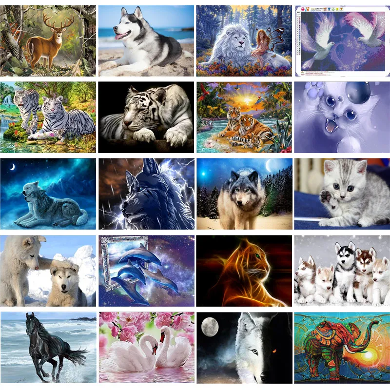 

Animal pattern diamond embroidery mosaic decoration DIY 5D full circle diamond painting cross stitch